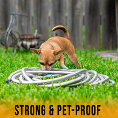 Tardigrade Steel Hose - Garden Hose 25 FT - Made of Metal - Heavy Duty Stainless Steel - Outdoor Water Hoses, Flexible, Lightweight, Brass, Dog Chew Crush Proof, No Kink, Durable Lawn Tool